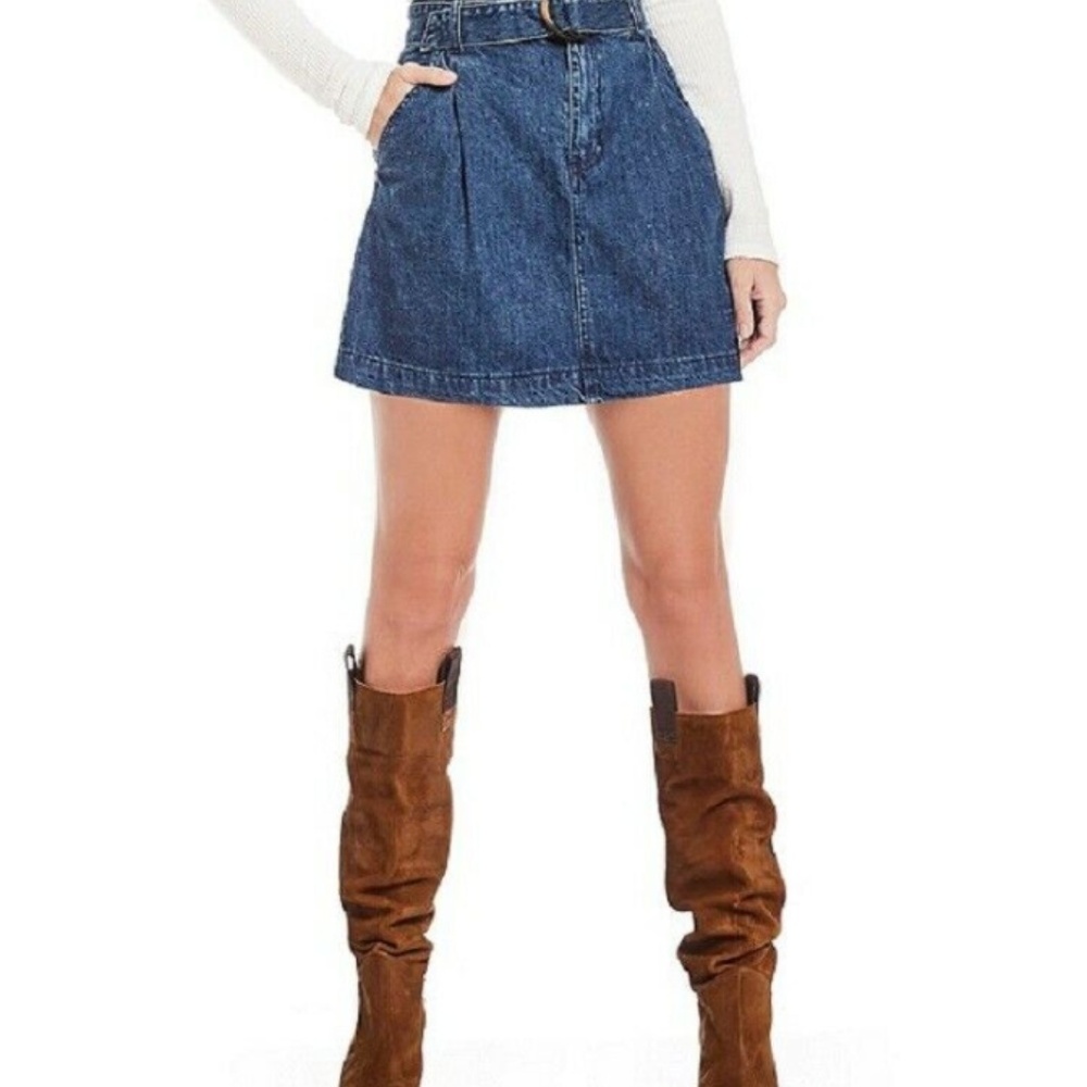 Free People Women's Jade Belted Mini Skirt Indigo